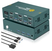 Przełącznik KVM Hdmi usb 3.0 4K 60Hz 2 PC 2 monitory obsługa do 3 Usb