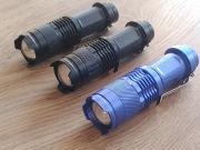 Latarki z zoomem światło białe i UV zestaw 3szt.