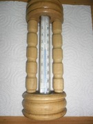 PRL wiszący drewniany termometr pokojowy