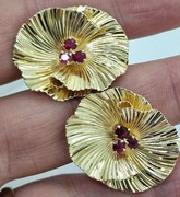 Złote klipsy z naturalnymi rubinami Au 585 15g