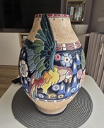 Duży wazon waza Amphora art nouveau Czechoslovakia  papuga amfora Bohemia 