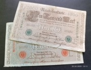 Stary banknot Niemcy 1000 marek 1910 rok komplet pieczęć czerwona zielona