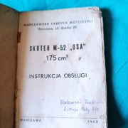 Instrukcja WFM Osa Skuter M-52 175cm 1962 PRL Orginał 