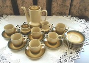 Tułowice ,,Ania" porcelitowy serwis kawowy beż i brąz /23 elementy