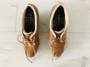 CCC Brązowe botki rozmiar 36 buty platforma koturn zima kożuszek 