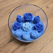 Świeca sojowa w ukośnym szkle, zapach frezja