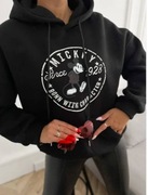 Bluza damska z kapturem MICKEY /Basic Ocieplana Oversize 
