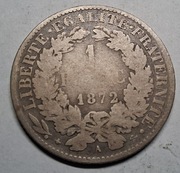 Srebrna moneta Francja 1 Frank 1872 A srebro