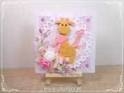 Kartka ręcznie wykonana na Roczek: „Żyrafa dla dziewczynki”