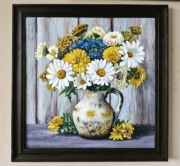 Obraz olejny Margaretki  z rama