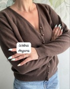 Sweter rozpinany kardigan wool wełna angora puszek l