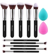 ZESTAW PĘDZLI DO MAKIJAŻU BEAKEY PROFESJONALNY 10 SZTUK + 2 GĄBKI