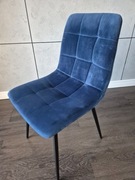 Krzesła granatowe MILA VELVET czarne nogi 8 sztuk, do jadalni
