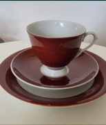 Zestaw trio porcelanowa filiżanka i talerzyki Wawel