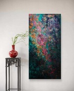 Obraz strukturalny akrylowy abstrakcja ręcznie malowany "Mgławica".