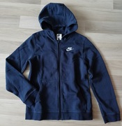 Nike Hoodie Club Unisex Bluza rozpinana kaptur granatowa bawełna 146-152cm
