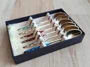 ZŁOCONE ŁYŻECZKI DO KAWY FILIŻANKI SREBRO PRÓBA 925 EMALIA STERLING DANIA