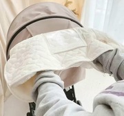 Nowa, ciepła mufka do wózka – ecru z haftem misia, wyściełana „misiem”