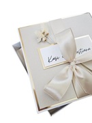 Kartka w pudełku ślub ślubna wesele boho beż beżowa suszone kwiaty