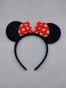 Opaska z uszamiMyszka Miki Minie z kokardą czerwoną w białe groszki 