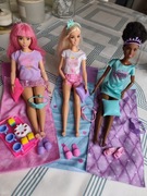 Barbie UNIKAT przyjęcie nocowanie piżama party zestaw 3 lalki