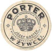 Przedwojenna etykieta na piwo PORTER, browar ŻYWIEC, skład KRAKÓW