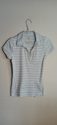 Koszulka niebieska polo w paski, bawełna 100%, rozmiar XS/S