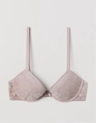 H&M stanik biustonosz koronkowy push-up beżowy różowy nude cielisty 75D y2k