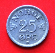 25  Ore  1957  r  -    Norwegia  Haakon VII