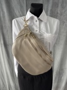 Nerka torebka zimny beż skóra naturalna Włoska - nowa