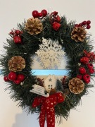 Wieniec bożonarodzeniowy na drzwi z ledami średnica 30 cm handmade