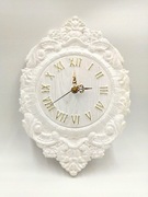 Zegar ścienny drewniany, piękny zegar do salonu, styl retro. Biały