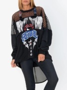 Diesel bluza bluzka tunika siatka design czarna nadruk oversize xs s m l xl