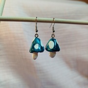 Kolczyki-muchomorki ciemny turkus