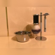 ZESTAW DO GOLENIA Maszynka Pędzel Stojak Miseczka