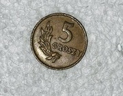 Moneta 5 GR GROSZY 1949 BRĄZ Rzeczpospolita Polska