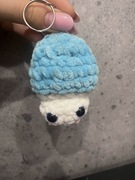 niebieski grzyb na szydełku handmade 