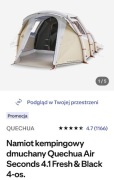 Namiot Quechua Air Seconds 4.1  4-5 os. .dmuchany Fresh& Black nowy