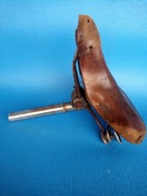 Zabytkowe skórzane siodełko rowerowe ze sztycą stal śr. 25 