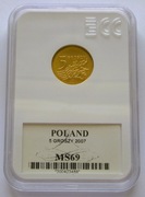 GK. 5 GROSZY 2007 R GCN MS69! WYSOKI GRADING
