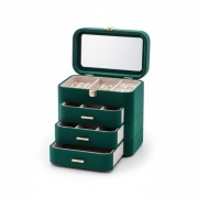 Szkatułka na Biżuterię Welurowa Trzypoziomowa z Lusterkiem 