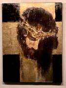 Obraz religijny, akryl, Jezus umęczony na krzyżu, 15/20 cm, alegoria