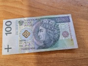 Banknot obiegowy 100zl seria YK4652480