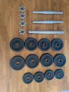 Żeliwne regulowane hantle + mini gryf do sztangi Tunturi