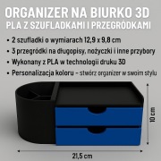 Stylowy Organizer na Biurko z dwoma szufladkami i trzema przegródkami