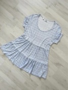 niebiesko biała sukienka tunika falbanki wzory Bonprix 40 L