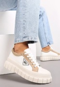 Białe Trampki na Platformie z Przeszyciami i Sznurowaniem Anaiza- Roz 37\36