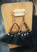 Kolczyki wachlarz czarny w stylu boho