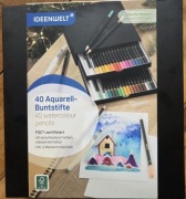 Zestaw 40 kredek akwarelowych 2 pisaki z pędzelkiem nowy Ideenwelt