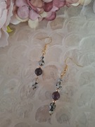 Kolczyki handmade srebro z naturalnych kamieni granat jaspis dalmatyński 